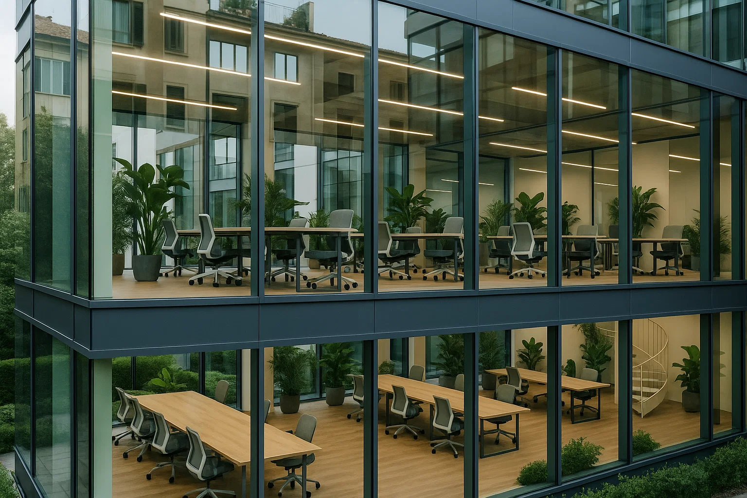 Timeline: Da Ricerca a Giorno di Trasloco – Guida all'Affitto di Uffici in Italia 1 Edificio per uffici moderni in Italia con spazi di coworking e design sostenibile.